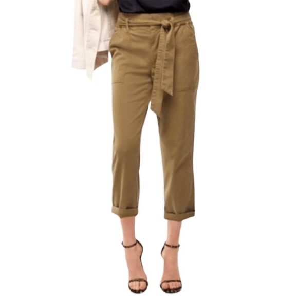 Cabi Brown Discovery Trouser Utility Front Tie Elastic Waist Cropped Pants Boho - Picture 3 of 15